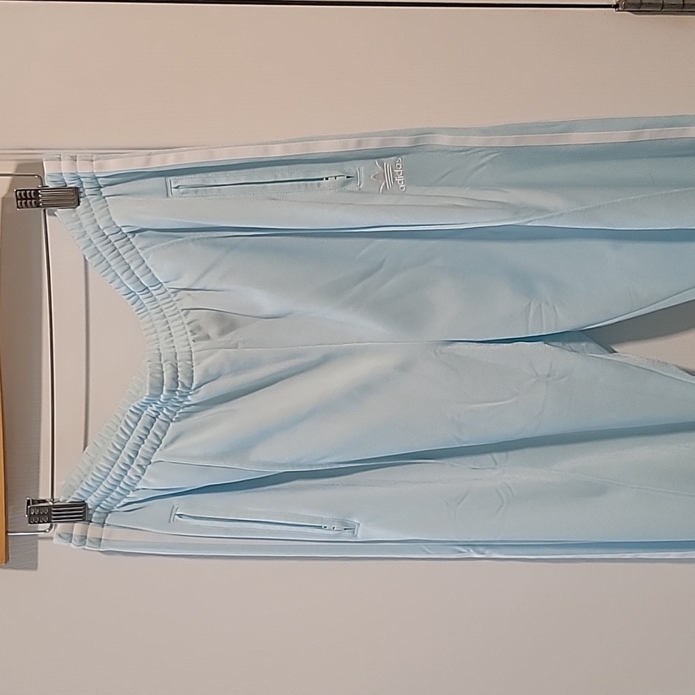 Adidas ADI- firebird baby blue/white track pants womens XL
